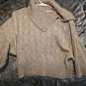 DKNY Heather Beige Cowl Neck Sweater